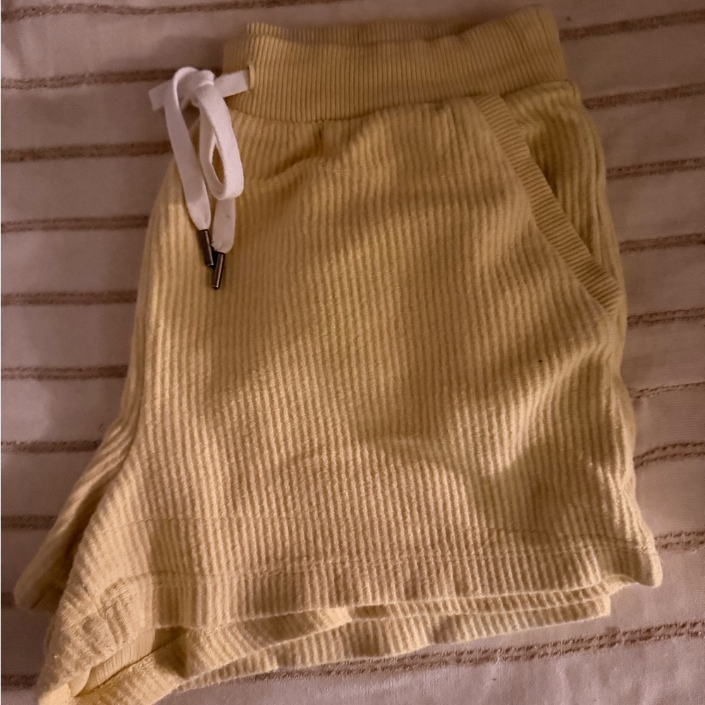 Yellow Ribbed Women's Shorts